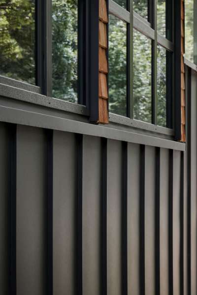 Half’n’half cladding with wood and steel, Schleusenberg 1, 23896 Panten